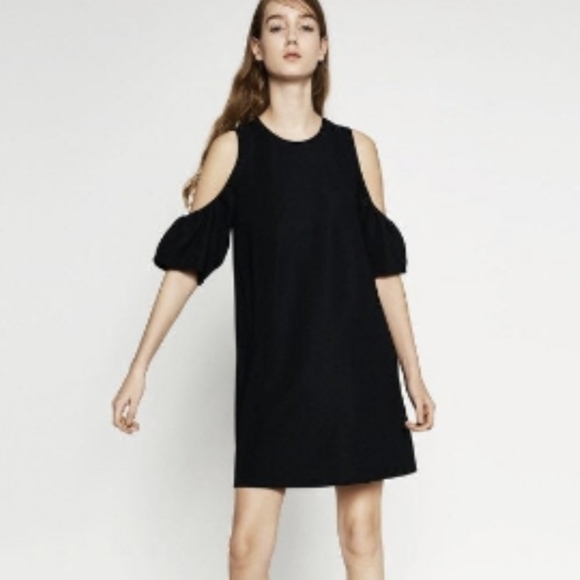 ZARA Trafaluc Cold Shoulder LBD A Line Dress S - Picture 1 of 16